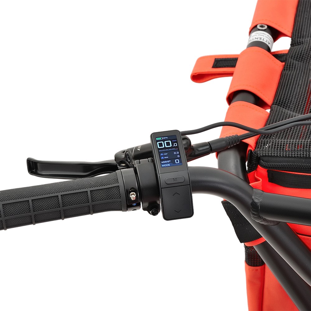 Vélo cargo d'aventure Atmose modèle V ESV1 avec support de camping avant surdimensionné