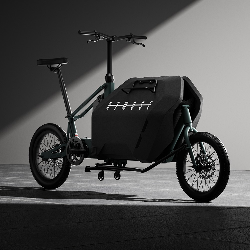 Vélo électrique cargo à trois volets Atmose Model R ESR1 pour les navetteurs en train et les petits appartements
